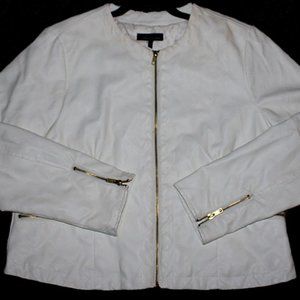 BACCINI Women's Ivory Faux Leather Jacket